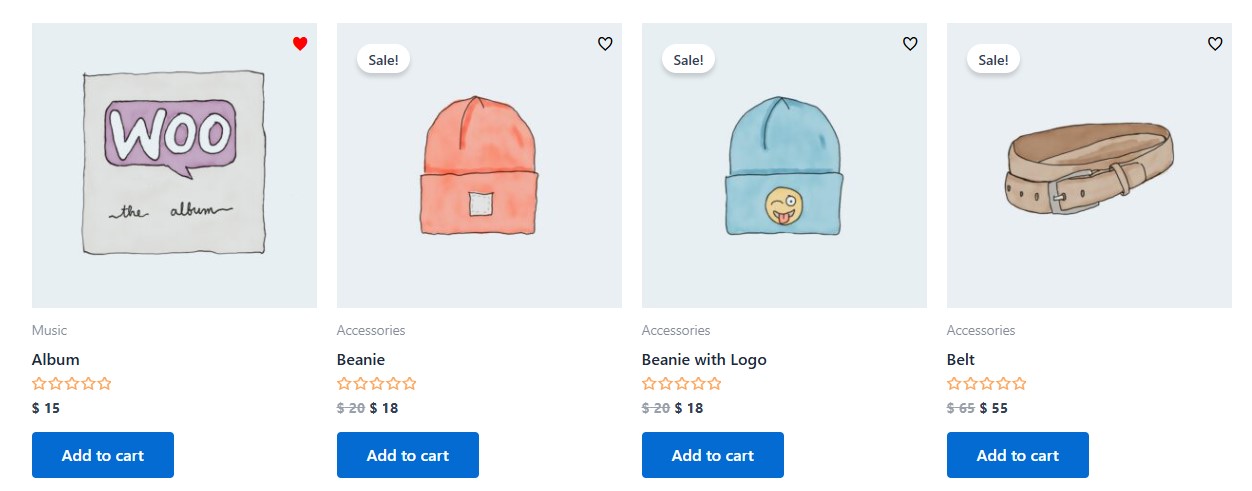 Add to wishlist for Woocommerce