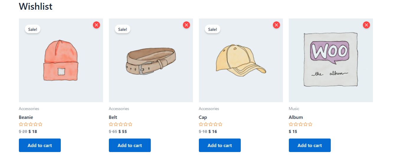 Manage wishlist in Woocommerce